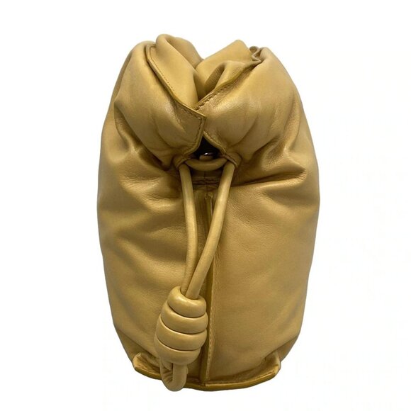 Auth LOEWE Flamenco Clutch Puffer - Light Brown Nappa Leather Clutch Bag
